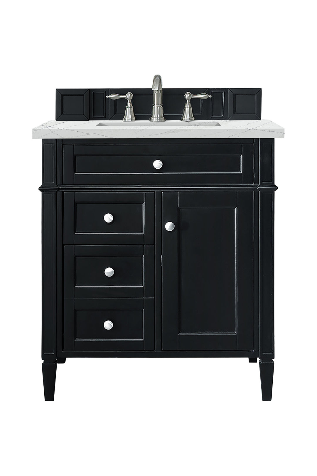Brittany 30" Single Vanity, Black Onyx, w/ 3 CM Ethereal Noctis Silestone Top