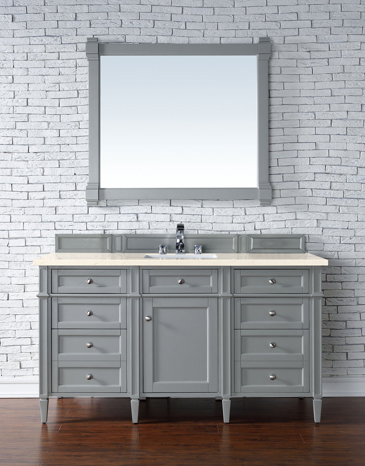 Brittany 60" Single Vanity, Urban Gray w/ 3 CM Eternal Marfil Silestone Top