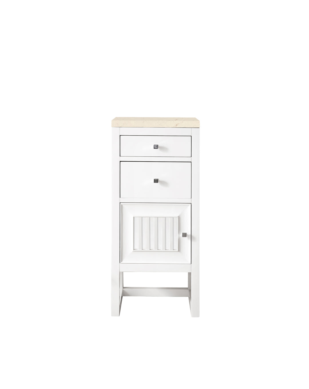 Athens 15" Base Cabinet w/ Drawers and Left Door, Glossy White w/ 3 CM Eternal Marfil Top