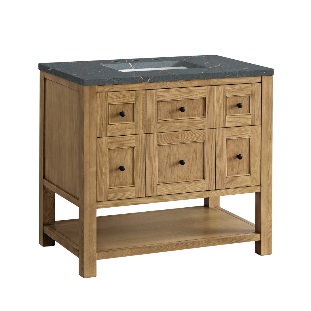 Breckenridge 36" Single Vanity, Light Natural Oak w/ 3 CM Parisien Bleu Top