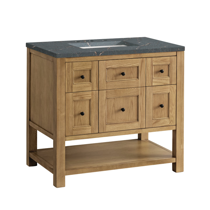 Breckenridge 36" Single Vanity, Light Natural Oak w/ 3 CM Parisien Bleu Top