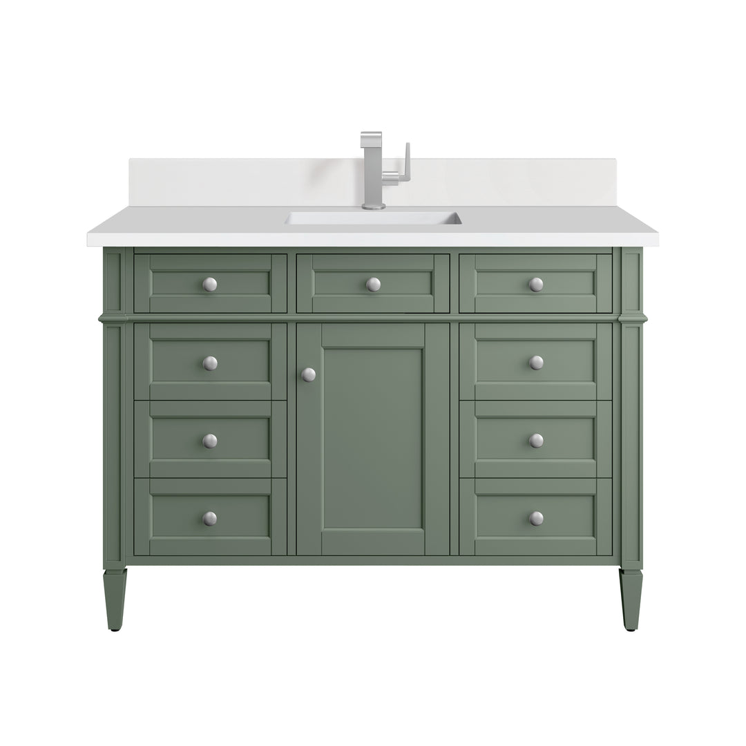 Brittany 48" Single Vanity, Smokey Celadon w/ Single Hole 3 CM White Zeus Top & Backsplash