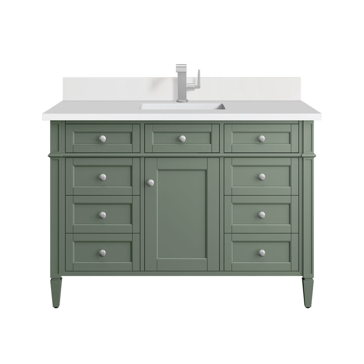 Brittany 48" Single Vanity, Smokey Celadon w/ Single Hole 3 CM White Zeus Top & Backsplash