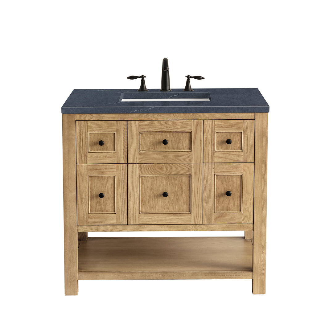 Breckenridge 36" Single Vanity, Light Natural Oak w/ 3 CM Charcoal Soapstone Top