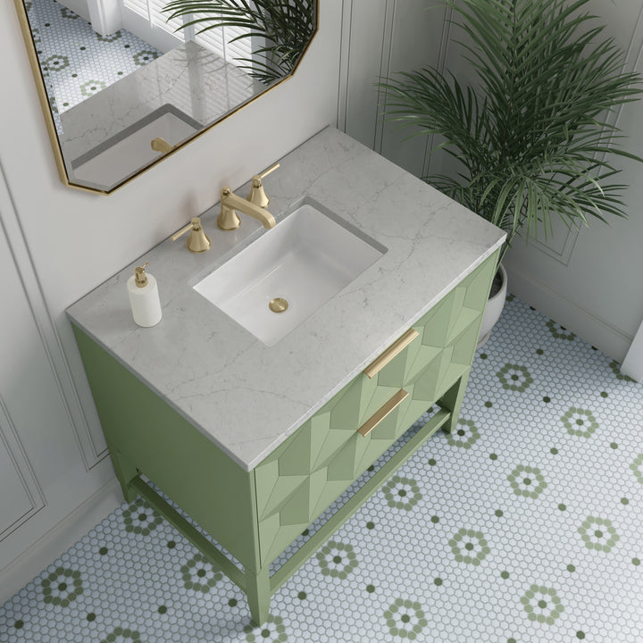 Emmeline 36" Single Vanity, Pistachio w/ 3 CM Eternal Jasmine Pearl Top