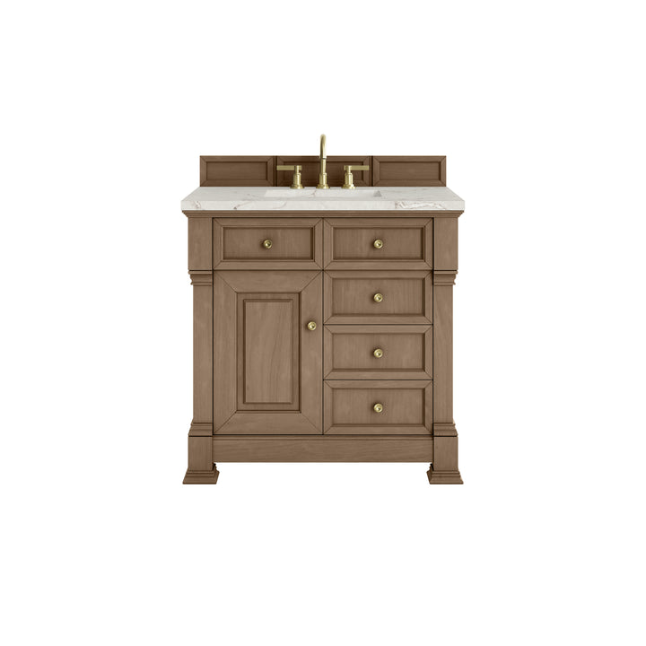 Brookfield 36" Single Vanity, Pecan w/ 3 CM Victorian Silver Silestone®  Top