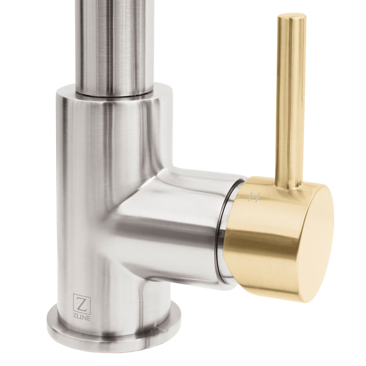 ZLINE Autograph Edition Apollo Pull Down Spring Single Handle Kitchen Faucet in Brushed Nickel and Champagne Bronze (APL-KF-ZBNCB)