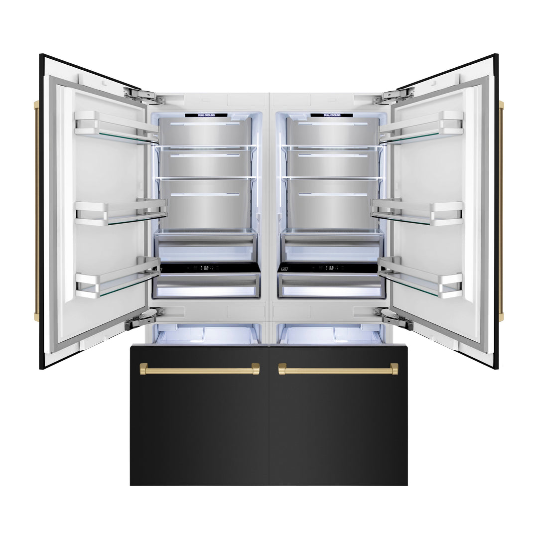 ZLINE 60" Autograph Built-in Refrigerator with Internal Water & Ice Dispenser in Black Stainless with Bronze Accents