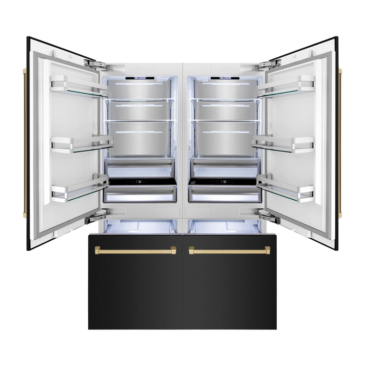 ZLINE 60" Autograph Built-in Refrigerator with Internal Water & Ice Dispenser in Black Stainless with Bronze Accents