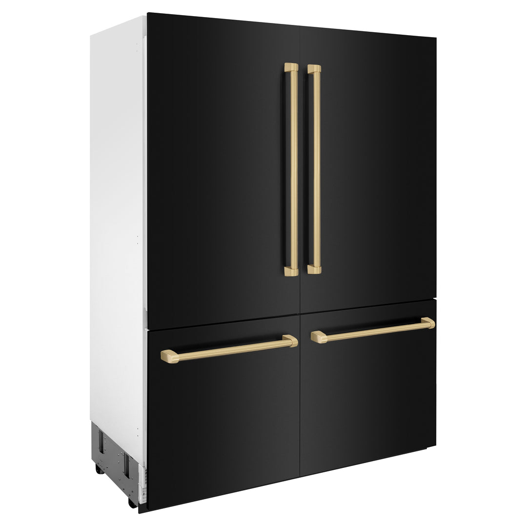 ZLINE 60" Autograph Built-in Refrigerator with Internal Water & Ice Dispenser in Black Stainless with Bronze Accents
