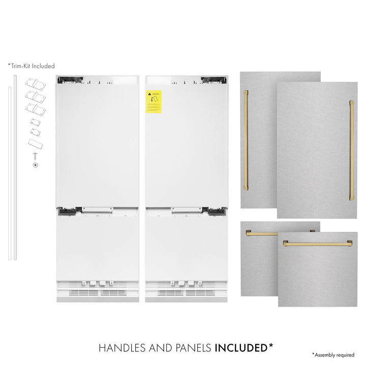 ZLINE 60" Autograph Refrigerator with Internal Water & Ice Dispenser in DuraSnow® Stainless Steel with Gold Accents