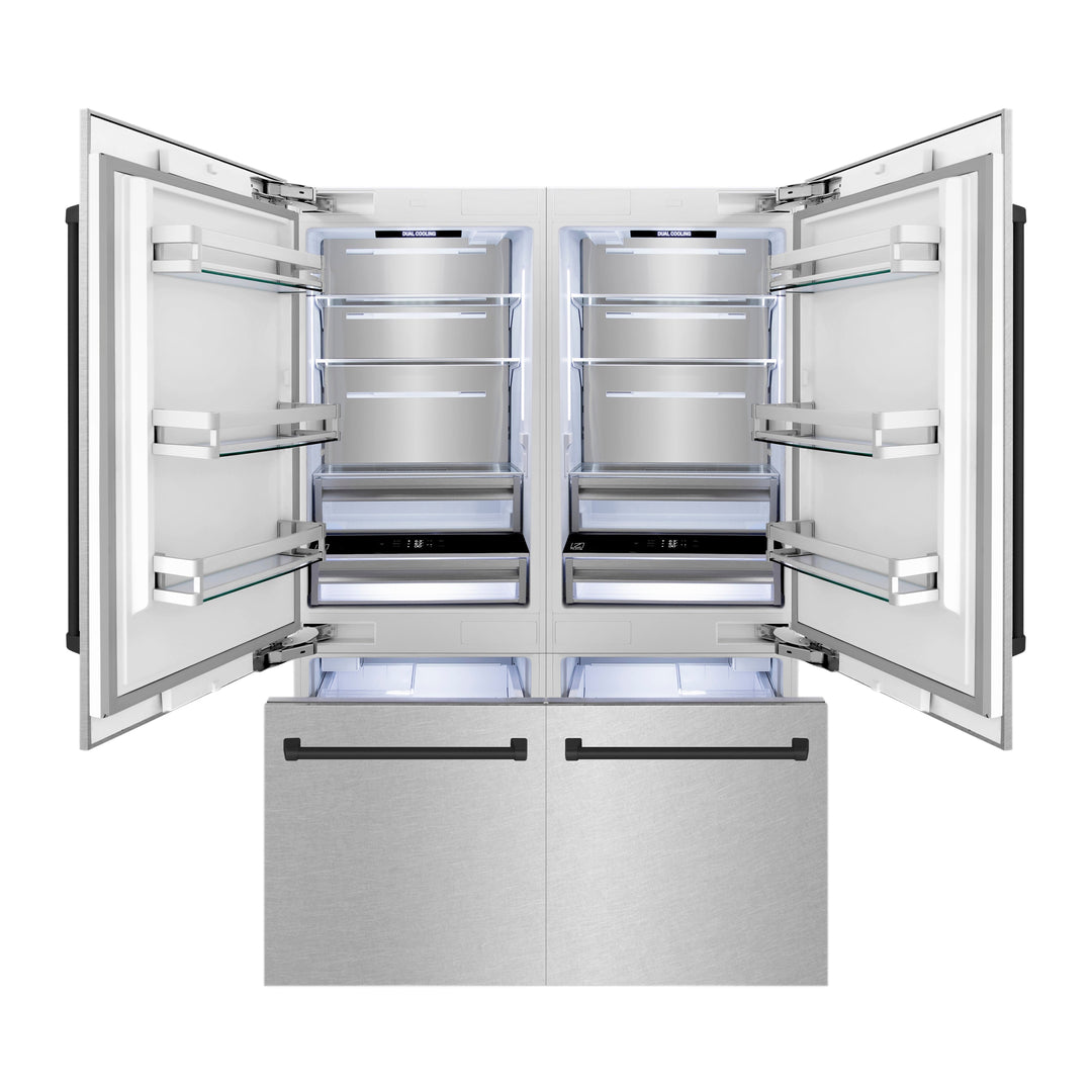 ZLINE 60" Autograph Built-In Refrigerator, Internal Water & Ice Dispenser in Fingerprint Resistant Stainless Steel with Matte Black Accents