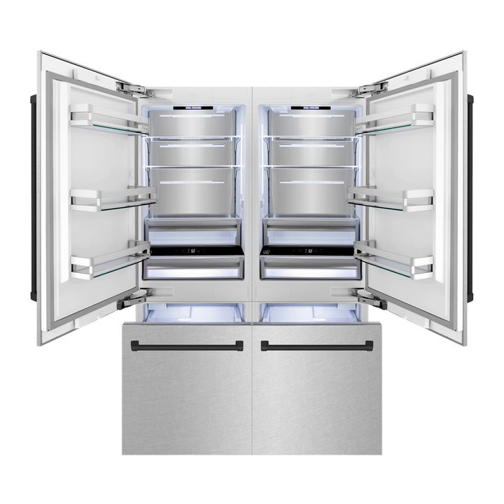 ZLINE 60" Autograph Built-In Refrigerator, Internal Water & Ice Dispenser in Fingerprint Resistant Stainless Steel with Matte Black Accents