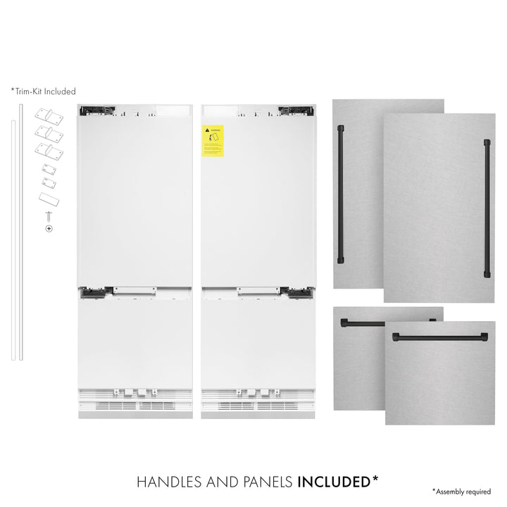 ZLINE 60" Autograph Built-In Refrigerator, Internal Water & Ice Dispenser in Fingerprint Resistant Stainless Steel with Matte Black Accents