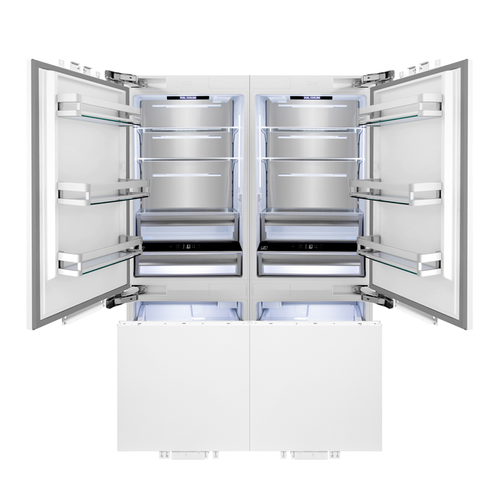 ZLINE 60 In. 32.2 cu. Ft. Panel Ready Built-In 4-Door French Door Refrigerator with Champagne Bronze Handles, RBIVZ-60-CB