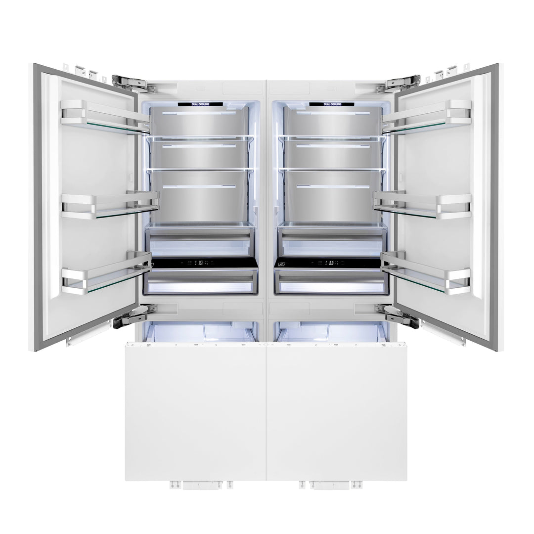 ZLINE 60 In. 32.2 cu. Ft. Panel Ready Built-In 4-Door French Door Refrigerator with Stainless Steel Handles, RBIV-60-SS