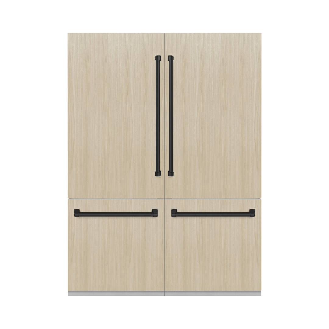 ZLINE 60 In. 32.2 cu. Ft. Panel Ready Built-In 4-Door French Door Refrigerator with Matte Black Handles, RBIV-60-MB
