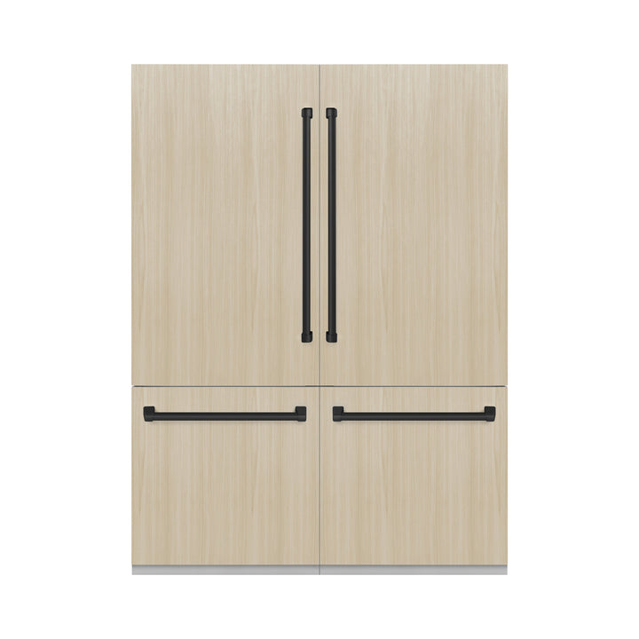 ZLINE 60 In. 32.2 cu. Ft. Panel Ready Built-In 4-Door French Door Refrigerator with Matte Black Handles, RBIV-60-MB