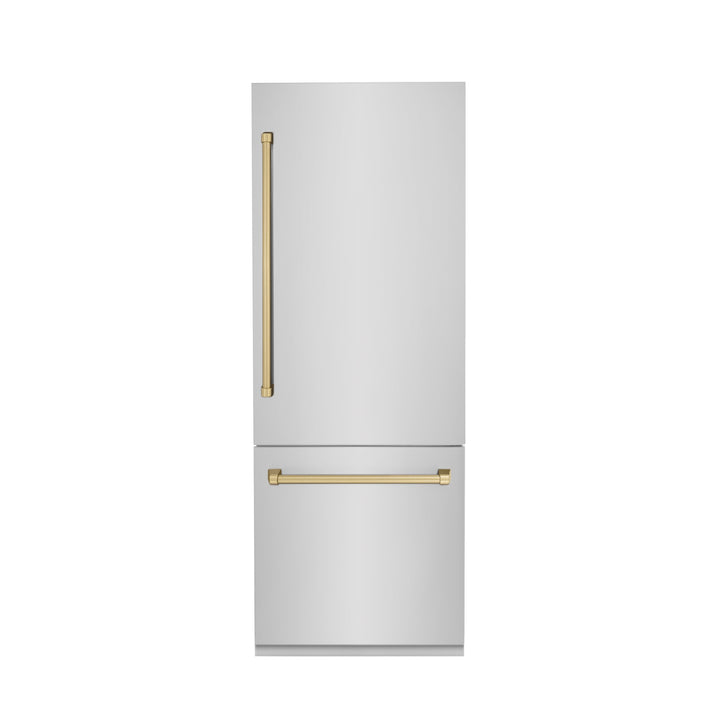 ZLINE Autograph 30 In. 16.1 cu. ft. Built-In Refrigerator with Internal Water and Ice Dispenser with Bronze Accents, RBIVZ-304-30-CB