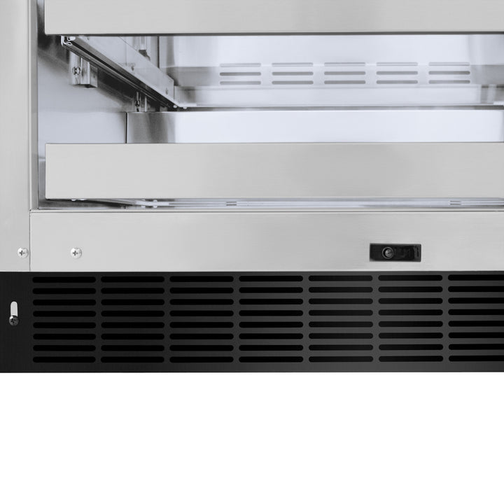 ZLINE Autograph 24" Touchstone 151 Can Beverage Fridge with Black Stainless Steel Glass Door and Polished Gold Handle, RBSOZ-BS-24-G