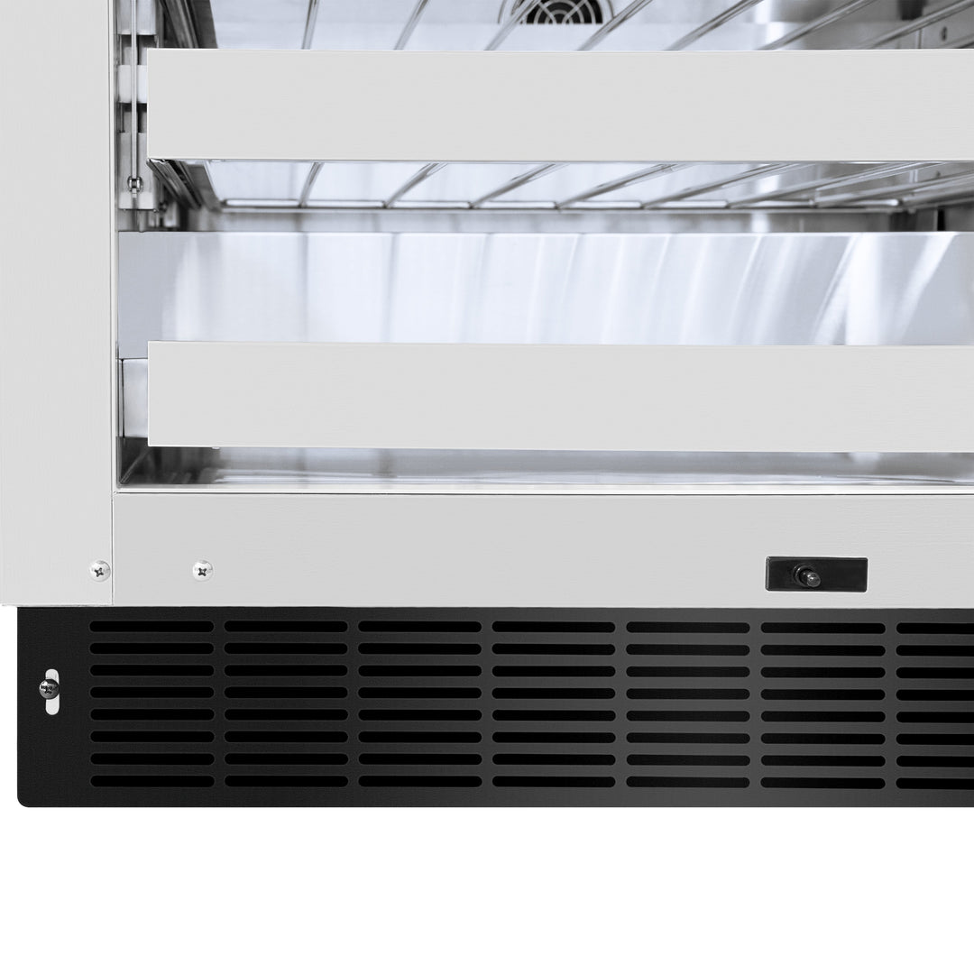 ZLINE Autograph 24" Touchstone Dual Zone 44 Bottle Wine Cooler with Black Stainless Steel Glass Door and Champagne Bronze Handle, RWDOZ-BS-24-CB