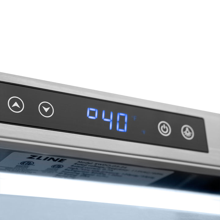 ZLINE Autograph 24" Touchstone Dual Zone 44 Bottle Wine Cooler with Black Stainless Steel Glass Door and Champagne Bronze Handle, RWDOZ-BS-24-CB