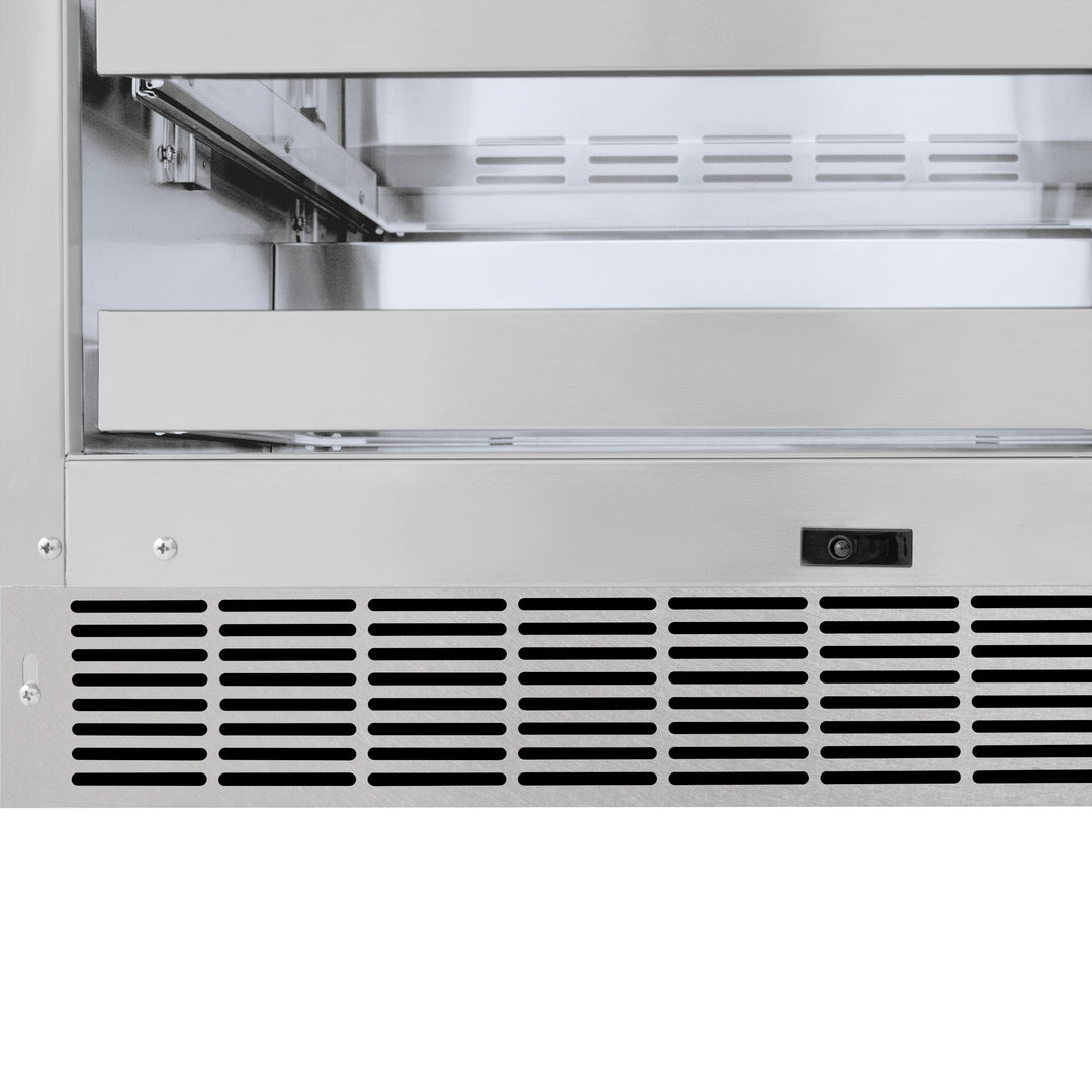 ZLINE Autograph 24" Touchstone Dual Zone 44 Bottle Wine Cooler with DuraSnow® Stainless Steel Glass Door and Polished Gold Handle, RWDOZ-SN-24-G