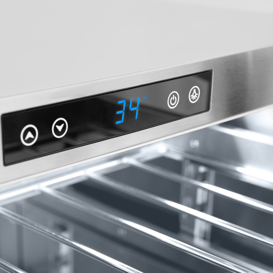 ZLINE Autograph 24" Touchstone 151 Can Beverage Fridge with Stainless Steel Glass Door and Matte Black Handle,  RBSOZ-GS-24-MB