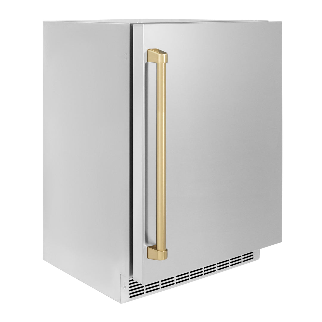 ZLINE Autograph 24" Touchstone 151 Can Beverage Fridge with Solid Stainless Steel Door and Champagne Bronze Handle,  RBSOZ-ST-24-CB