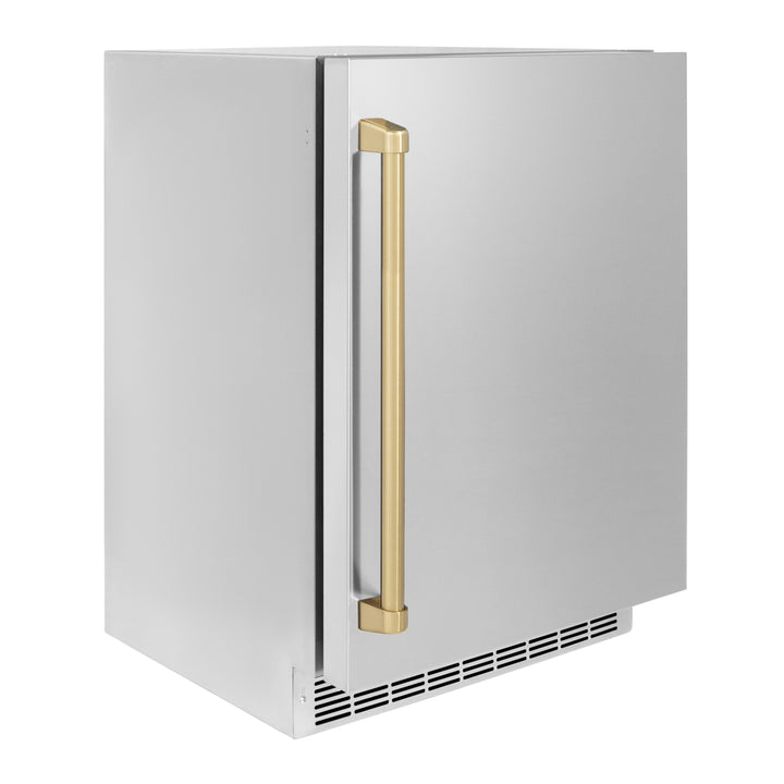 ZLINE Autograph 24" Touchstone 151 Can Beverage Fridge with Solid Stainless Steel Door and Champagne Bronze Handle,  RBSOZ-ST-24-CB