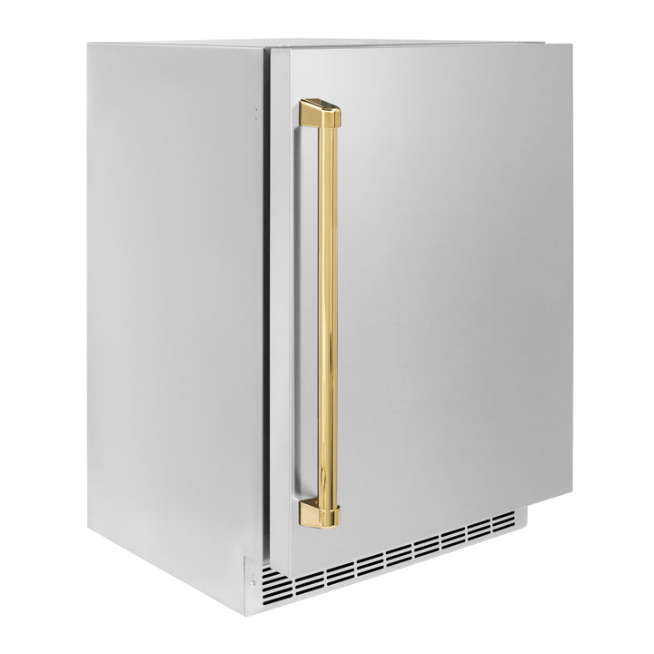 ZLINE Autograph 24" Touchstone 151 Can Beverage Fridge with Solid Stainless Steel Door and Polished Gold Handle,  RBSOZ-ST-24-G