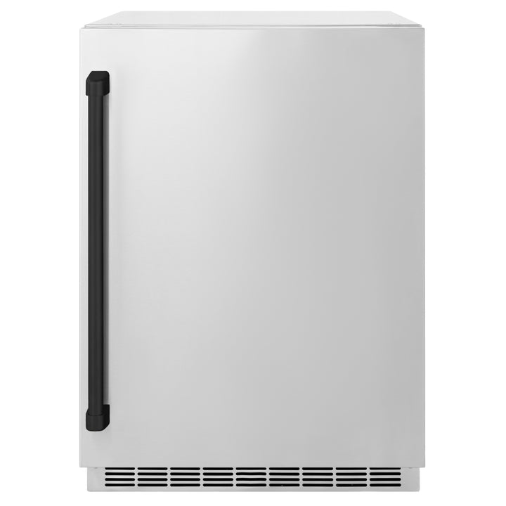 ZLINE Autograph 24" Touchstone 151 Can Beverage Fridge with Solid Stainless Steel Door and Matte Black Handle,  RBSOZ-ST-24-MB