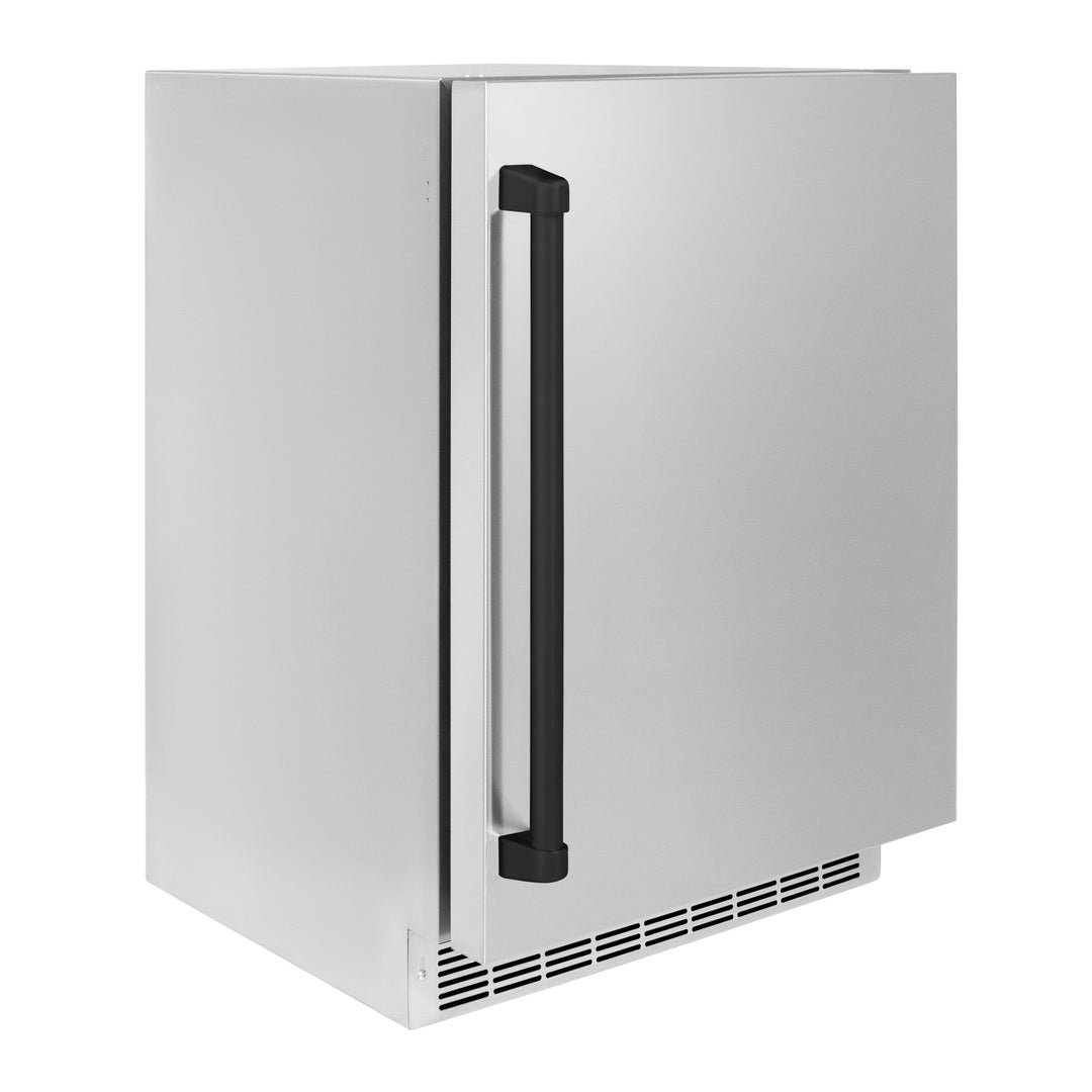ZLINE Autograph 24" Touchstone 151 Can Beverage Fridge with Solid Stainless Steel Door and Matte Black Handle,  RBSOZ-ST-24-MB