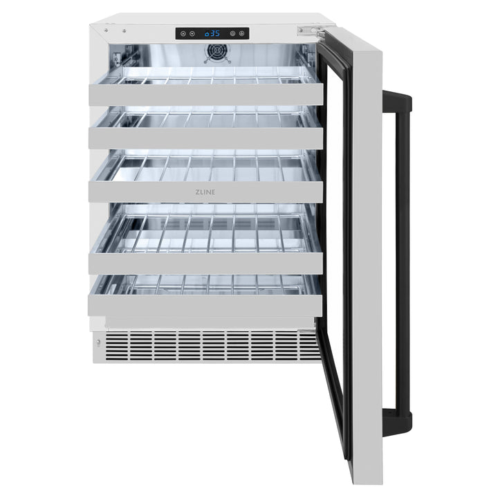 ZLINE Autograph 24" Touchstone Dual Zone 44 Bottle Wine Cooler with Stainless Steel Glass Door and Matte Black Handle,  RWDOZ-GS-24-MB