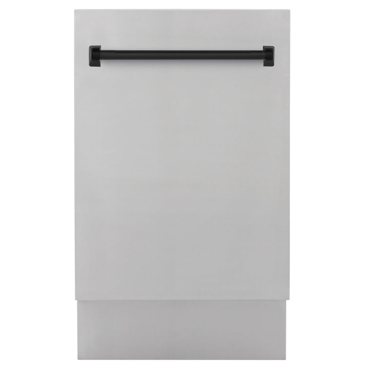 ZLINE Autograph Edition 18â€ Tallac Series 3rd Rack Top Control Built-In Dishwasher in Stainless Steel with Matte Black Handle, 51dBa (DWVZ-304-18-MB)