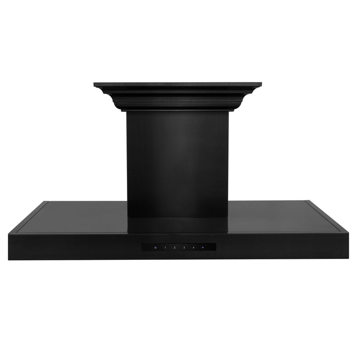 36" ZLINE CrownSoundâ„¢Ducted Vent Wall Mount Range Hood in Black Stainless Steel with Built-in Bluetooth Speakers (BSKENCRN-BT-36)