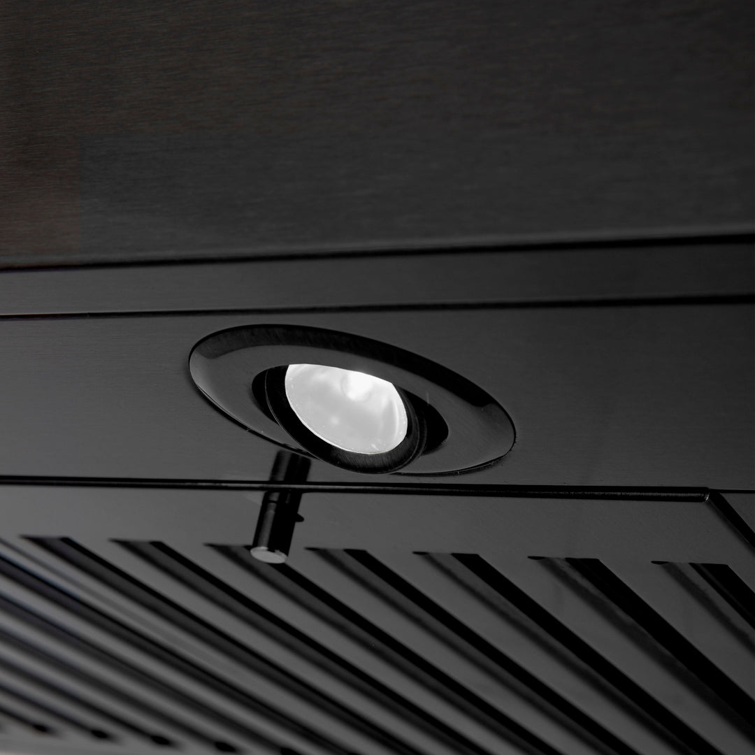 24" ZLINE CrownSoundâ„¢Ducted Vent Wall Mount Range Hood in Black Stainless Steel with Built-in Bluetooth Speakers (BSKENCRN-BT-24)
