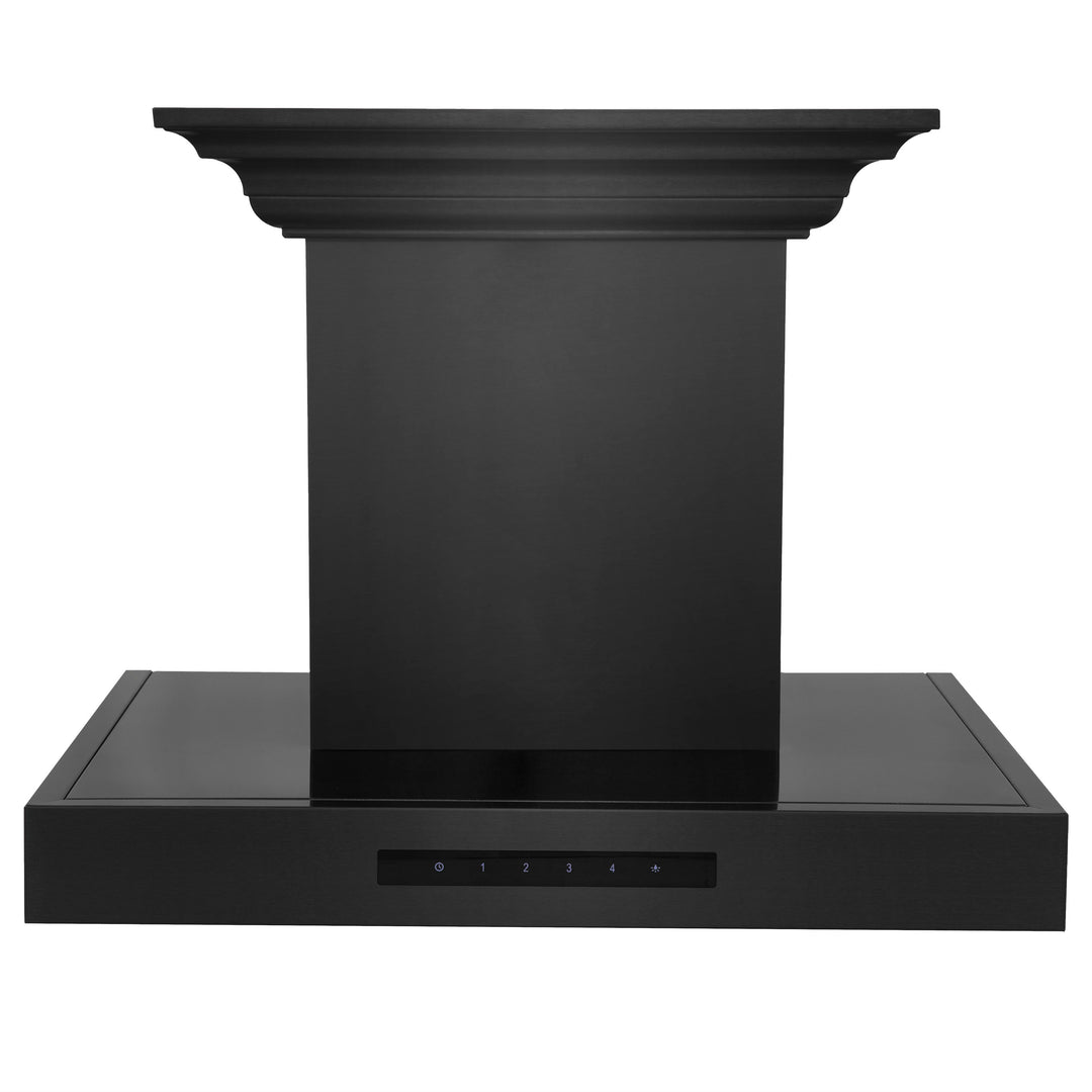 24" ZLINE CrownSoundâ„¢Ducted Vent Wall Mount Range Hood in Black Stainless Steel with Built-in Bluetooth Speakers (BSKENCRN-BT-24)