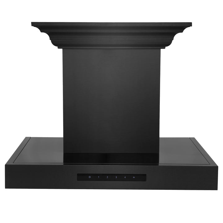 24" ZLINE CrownSoundâ„¢Ducted Vent Wall Mount Range Hood in Black Stainless Steel with Built-in Bluetooth Speakers (BSKENCRN-BT-24)