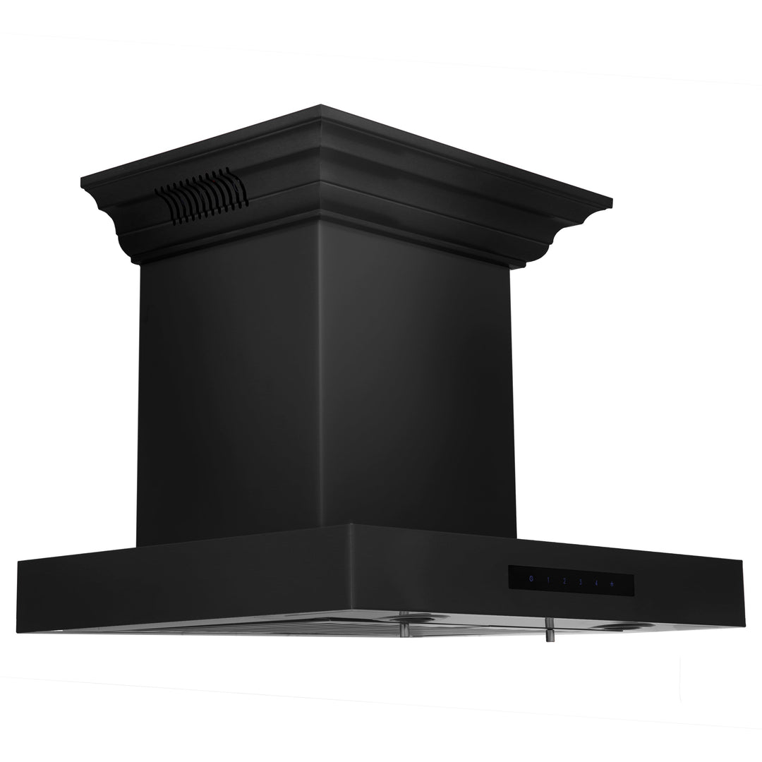 24" ZLINE CrownSoundâ„¢Ducted Vent Wall Mount Range Hood in Black Stainless Steel with Built-in Bluetooth Speakers (BSKENCRN-BT-24)