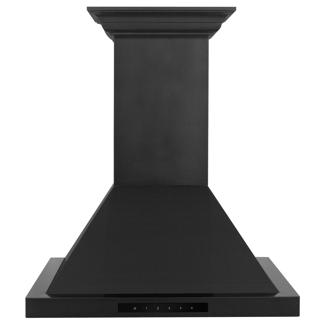30" ZLINE CrownSoundâ„¢Ducted Vent Wall Mount Range Hood in Black Stainless Steel with Built-in Bluetooth Speakers (BSKBNCRN-BT-30)