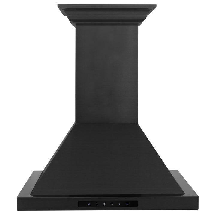 30" ZLINE CrownSoundâ„¢Ducted Vent Wall Mount Range Hood in Black Stainless Steel with Built-in Bluetooth Speakers (BSKBNCRN-BT-30)
