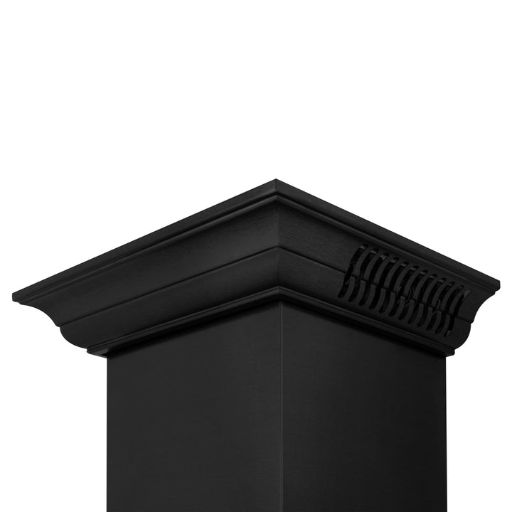 48" ZLINE CrownSoundâ„¢Ducted Vent Wall Mount Range Hood in Black Stainless Steel with Built-in Bluetooth Speakers (BSKBNCRN-BT-48)