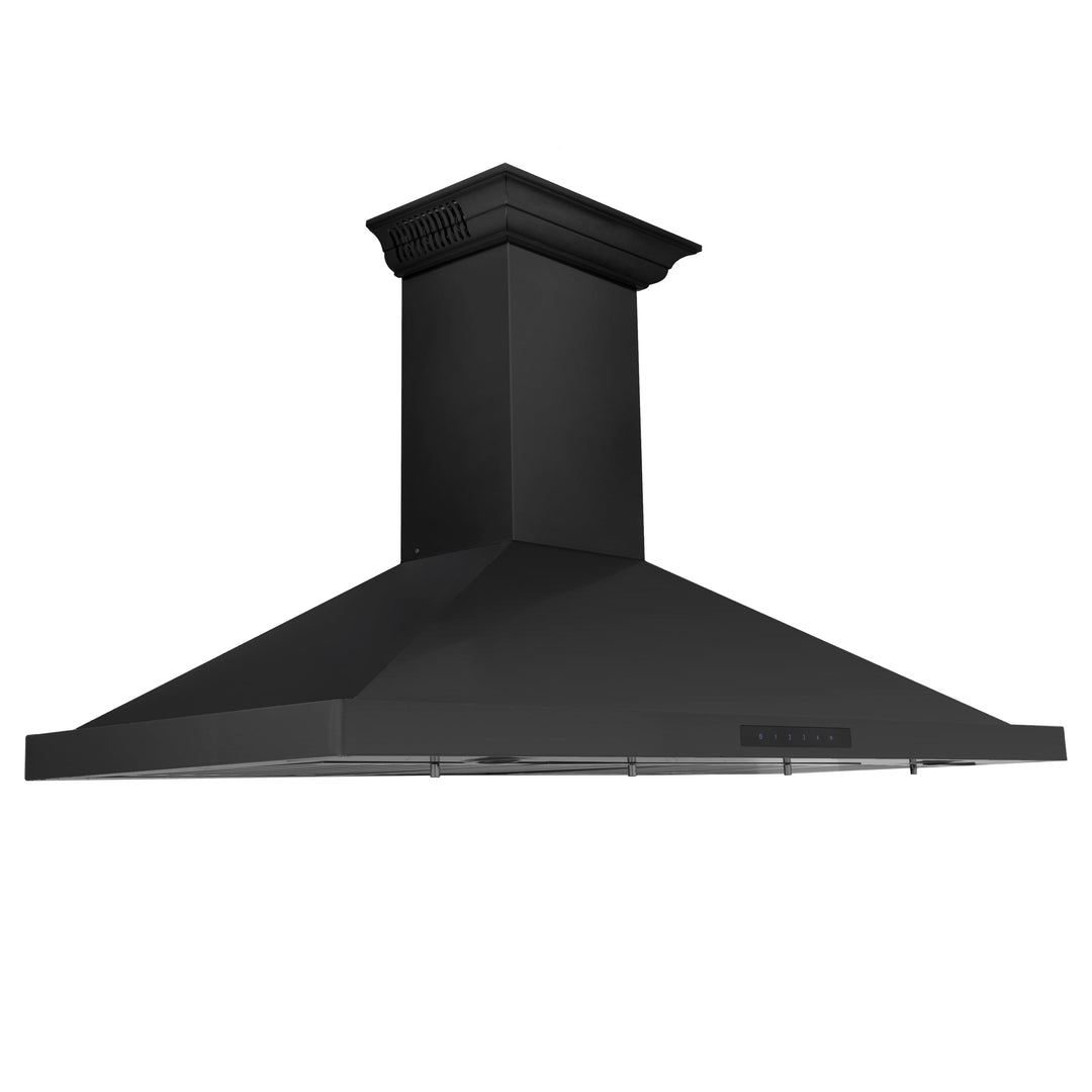 48" ZLINE CrownSoundâ„¢Ducted Vent Wall Mount Range Hood in Black Stainless Steel with Built-in Bluetooth Speakers (BSKBNCRN-BT-48)