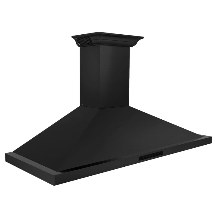 48" ZLINE CrownSoundâ„¢Ducted Vent Wall Mount Range Hood in Black Stainless Steel with Built-in Bluetooth Speakers (BSKBNCRN-BT-48)