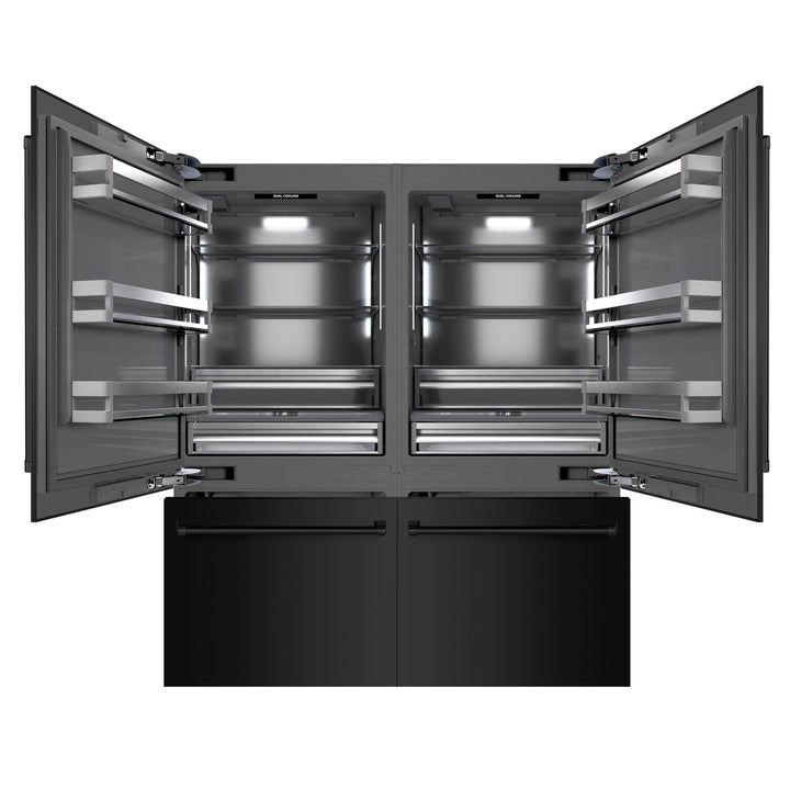 ZLINE 72 in. 39.6 cu. ft. French Door Built-In Bottom Freezer Refrigerator with Water Dispensers and Ice Makers in Black Stainless Steel with Graphite Gray Interior (GRBIT-BS-72)