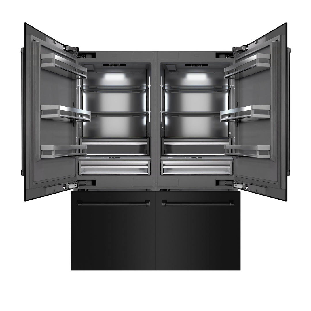 ZLINE 60 in. 32.2 cu. ft. French Door Built-In Bottom Freezer Refrigerator with Water Dispensers and Ice Makers in Black Stainless Steel with Graphite Gray Interior (GRBIV-BS-60)