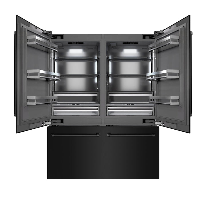ZLINE 60 in. 32.2 cu. ft. French Door Built-In Bottom Freezer Refrigerator with Water Dispensers and Ice Makers in Black Stainless Steel with Graphite Gray Interior (GRBIV-BS-60)