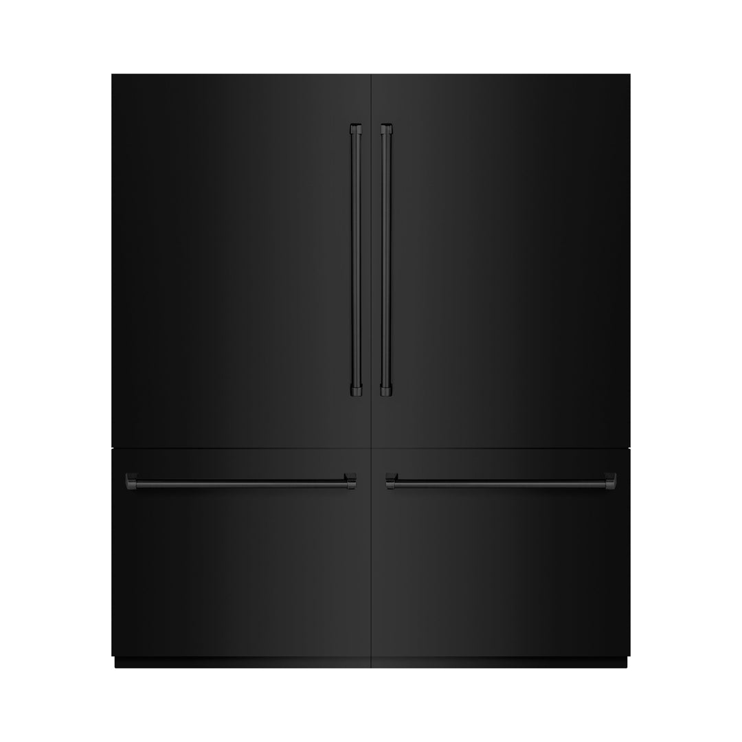 ZLINE 72 in. 39.6 cu. ft. French Door Built-In Bottom Freezer Refrigerator with Water Dispensers and Ice Makers in Black Stainless Steel (RBIT-BS-72)