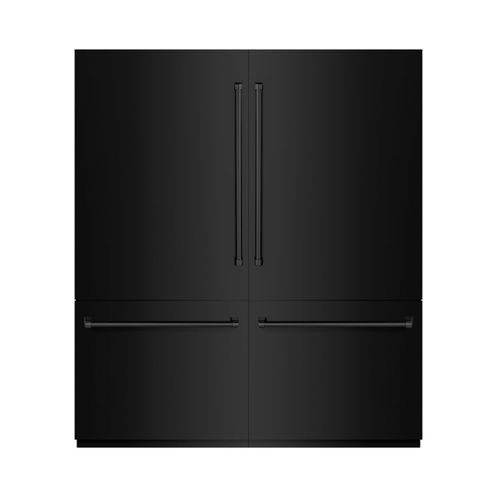 ZLINE 72 in. 39.6 cu. ft. French Door Built-In Bottom Freezer Refrigerator with Water Dispensers and Ice Makers in Black Stainless Steel (RBIT-BS-72)